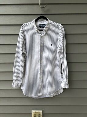 Polo Ralph Lauren Bengal Stripe Shirt Vintage 90s Prep Classic Pony Long Sleeves